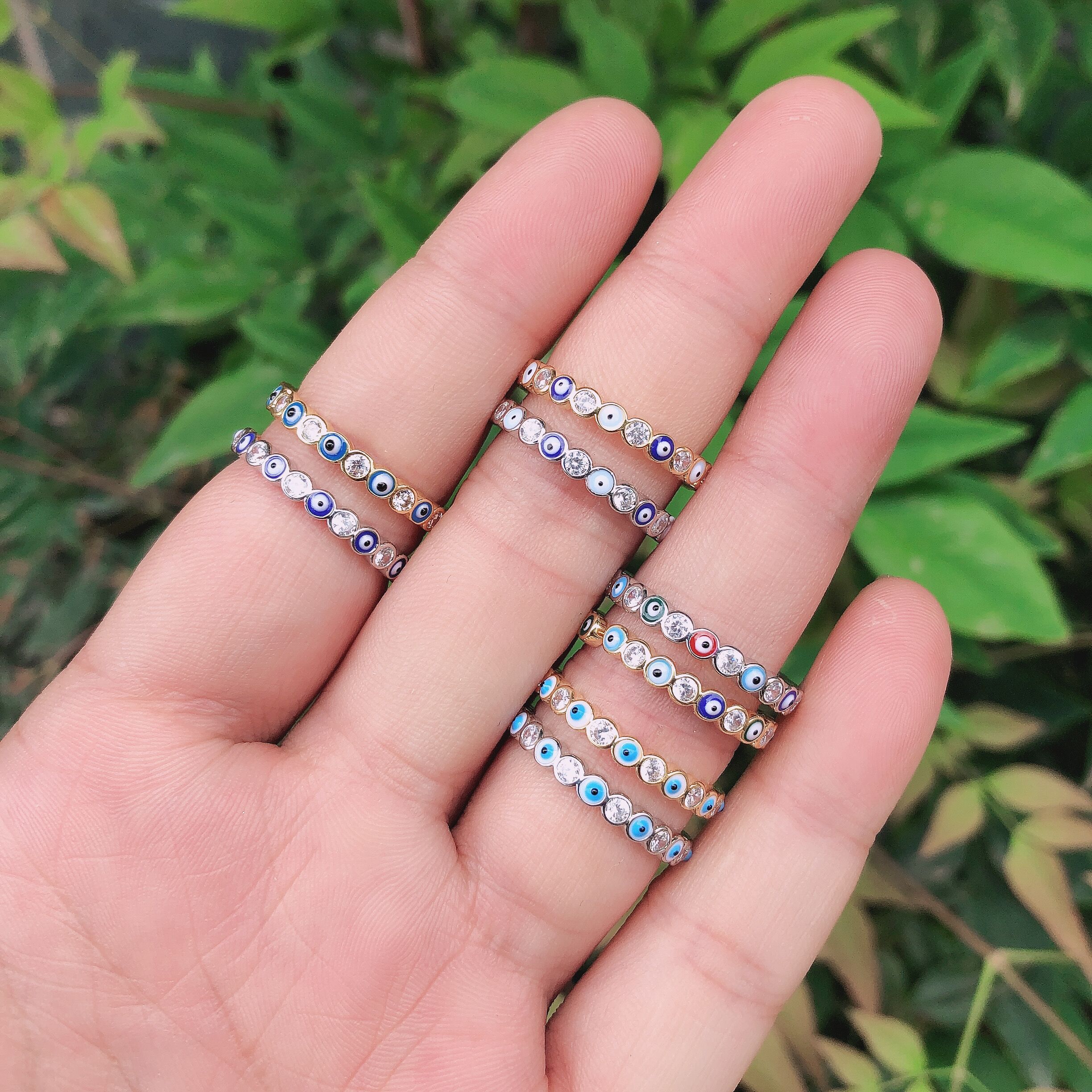 Evil Eye Rhinestone Stijl Open Bohemian Rainbow Evil Eye Rhinestone Ge... – Grandado