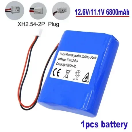100% New.12V.18650 Paquete de bateria de litio de.3S1P.6800mAh construido em BMS.: Vermelho