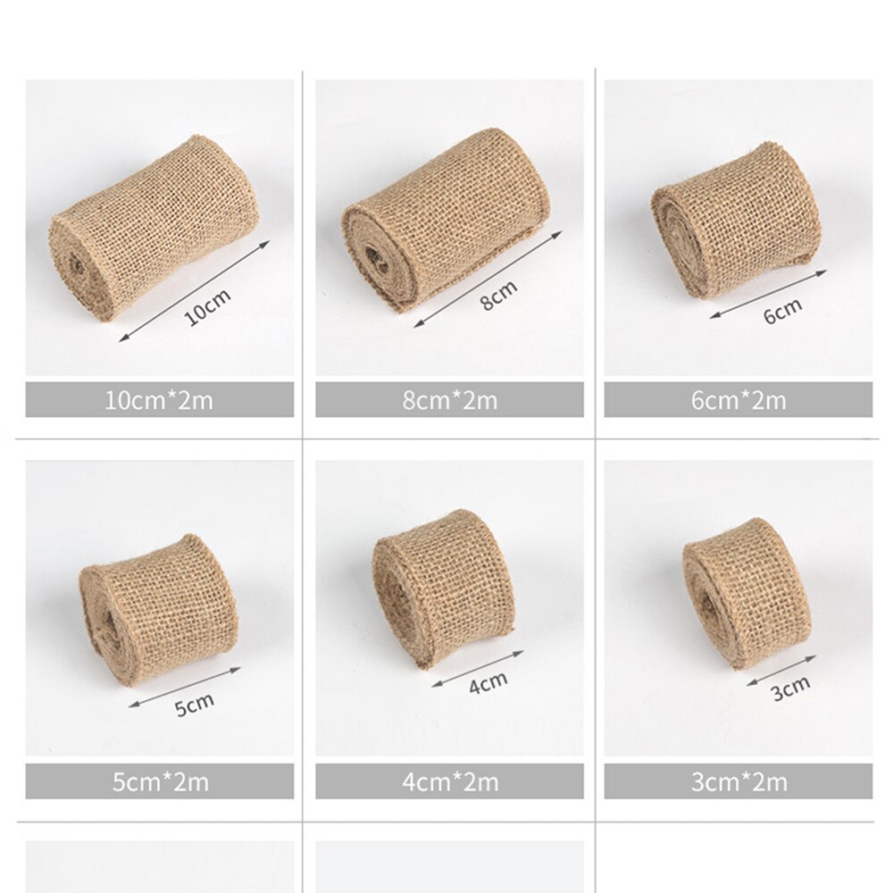 2m/ rullar jute säckväv band naturlig hampa vävband diy off white väska material bröllopsfest hantverk dekorativt varpväv