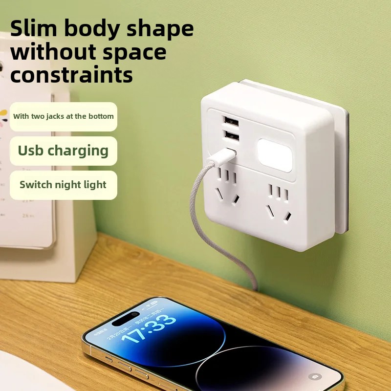 Multi-Functional USB Night Light Socket Converter 86 Type Plug Board One To Multiple Hole Plug Adapter Wall And Floor Wiring