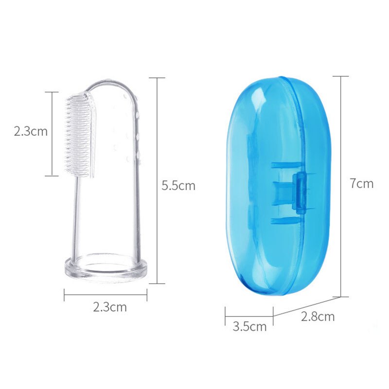 1Pcs Baby Vinger Tandenborstel + Box Tanden Schoon Beschermende Borstel Food Grade Siliconen Pasgeboren Massage Brush Dental Care items