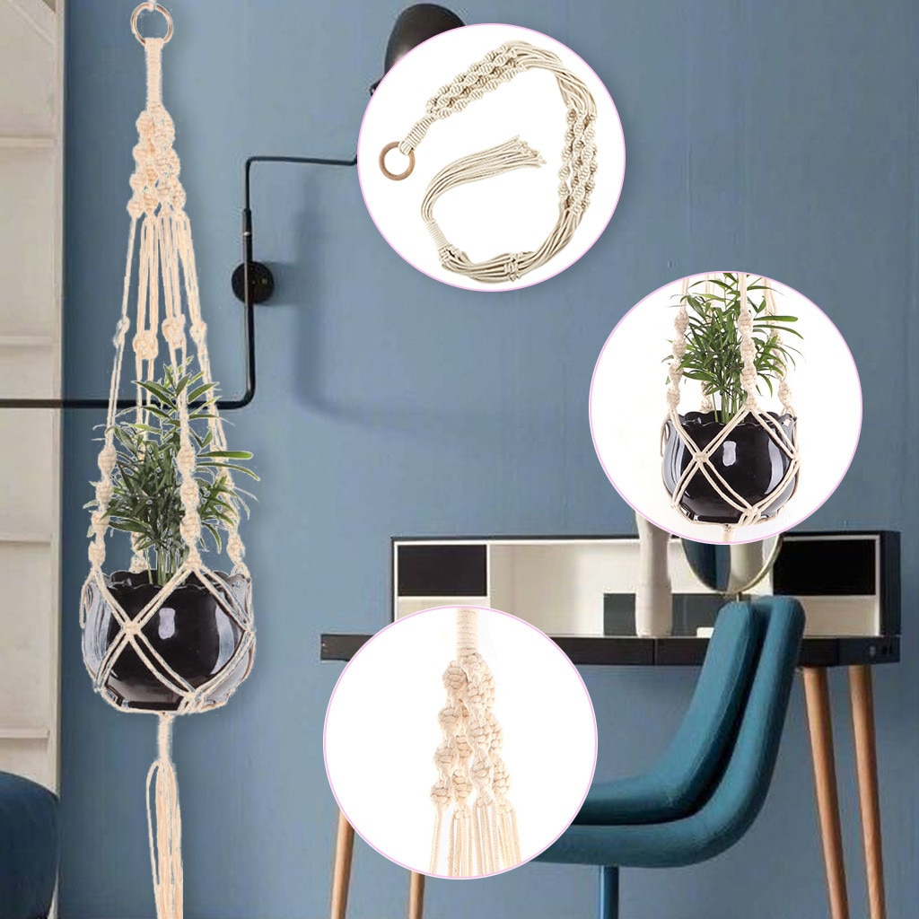 Bohemian Handmade Macrame Plant Hanger Flower Pot Hanger For Wall Decor Courtyard Garden Hanging Planter Hanging Basket