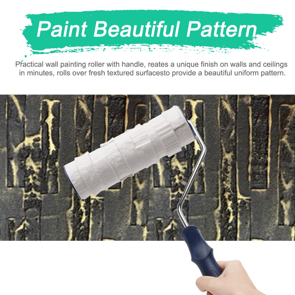 8inch Embossing Tool Accessories Patterned Paint Roller Brush Manual Wall Texture Office With Handle Rubber DIY