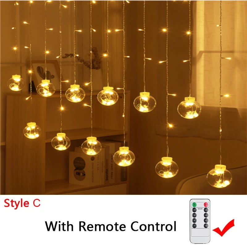 Navidad 3,5 M LED estrella cadena de luces guirnalda cadena estrella lámpara decoración de cortina al aire libre para vacaciones decoración de boda