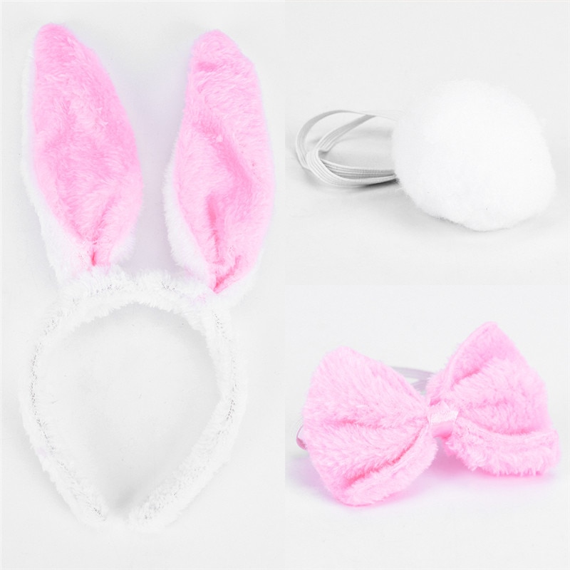 JCAAAP-Diadema con orejas de conejo para de cumpleaños, accesorio para disfraz de Halloween y Navidad, corbata de cola
