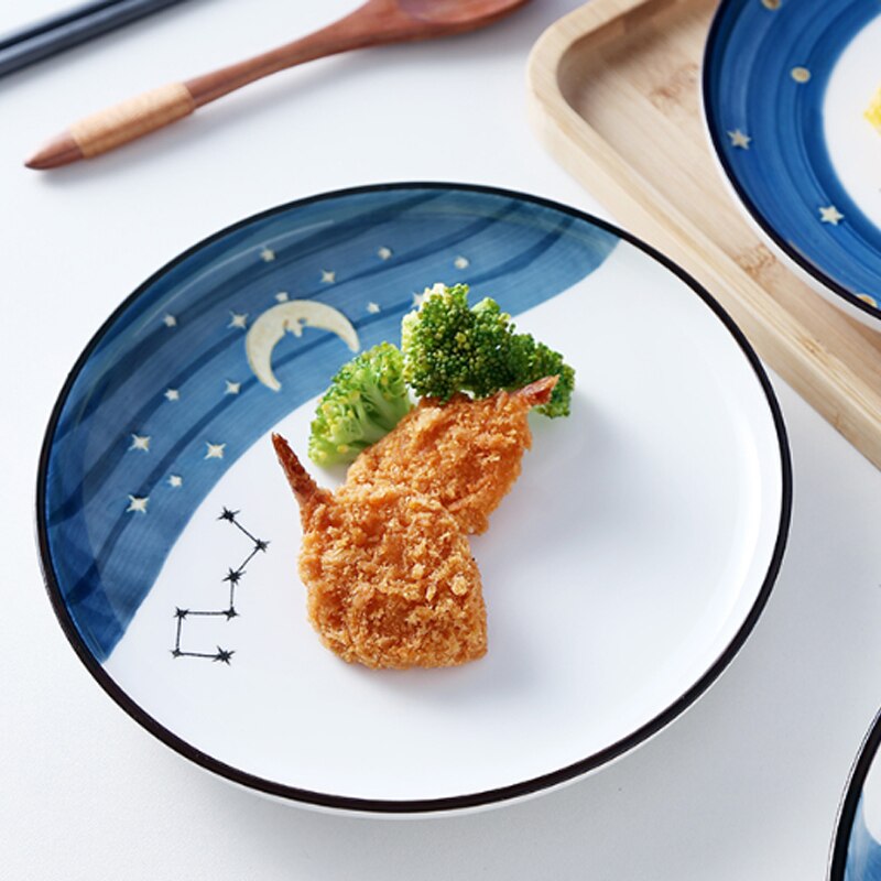 10 inch starry sky ceramic plate fruit is vegetable salad dessert plate dinner steak plate household kitchen tableware