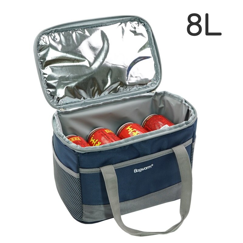 5L/8L Draagbare Oxford waterdichte koeltas picknick thermische geïsoleerde ice pack verse thermo voedsel cool wijn lunchbox bakken: 8L Navy