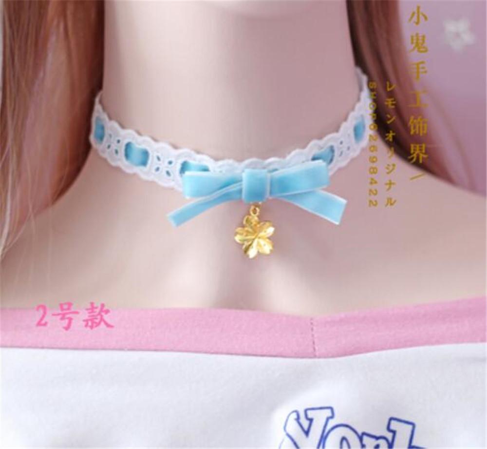 Japan velvet flower pendant Choker Harajuku Cute Lolita Ribbon Chain Cosplay Women Necklace B589