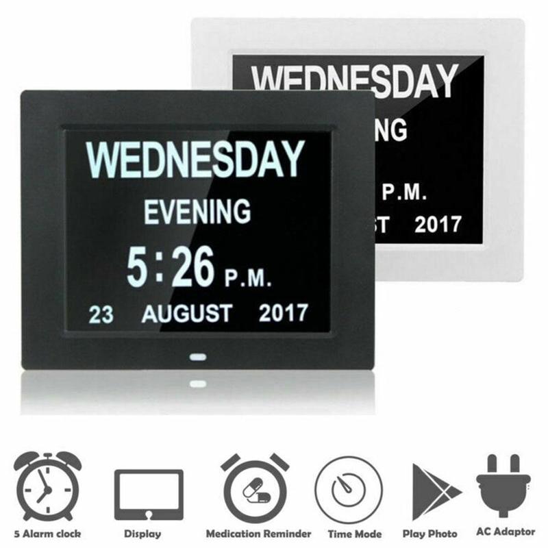 8 digital clock digital dia relógio led calendário hora data semana exibição visual com relógio para os idosos comprometimento adequado eletrônico t6a8