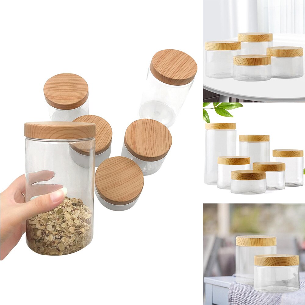 100ml 200ml 300ml 500ml Coolcells Empty Clear Pet Jars Containers With Portable Plastic Seal Limitation Wood Lids Glass Jar
