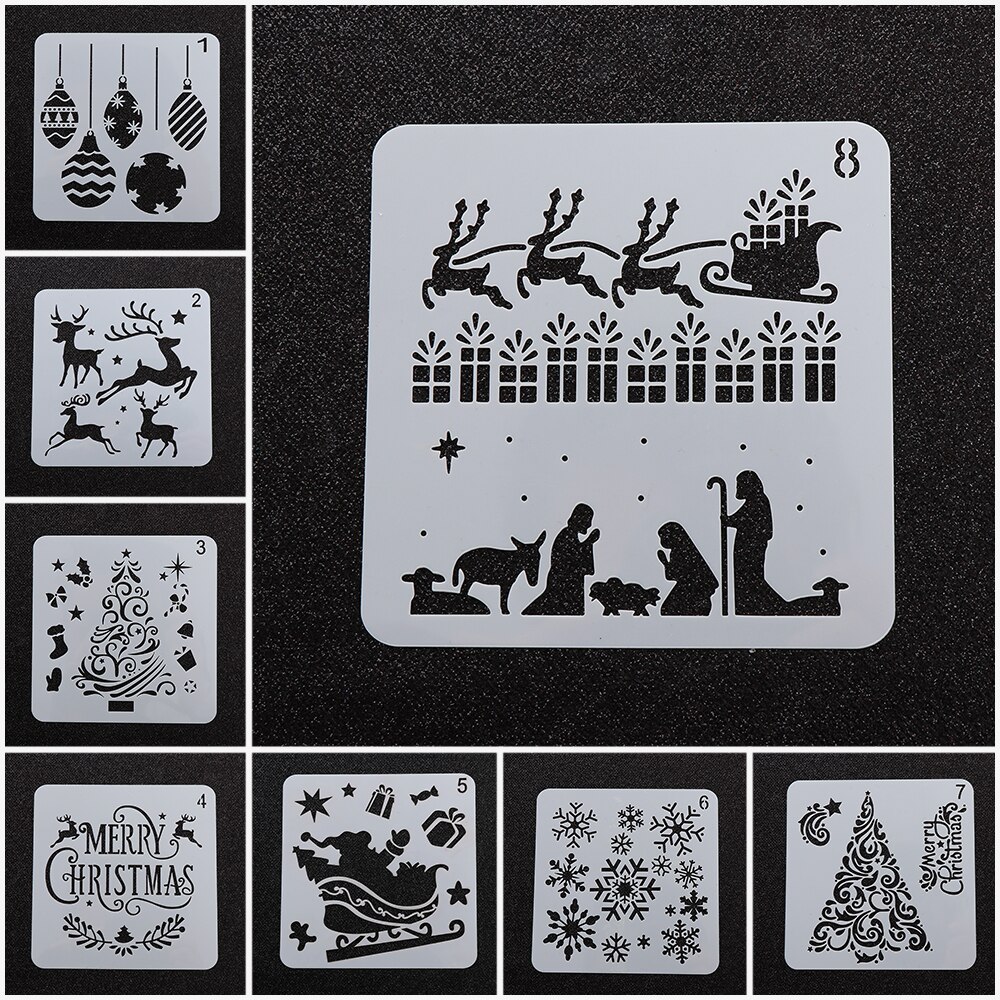 Plantillas de capas huecas para manualidades de Navidad, para pintura en pared, estampado, sello, grabador de relieve decorativo para tarjetas de papel, plantilla de flores