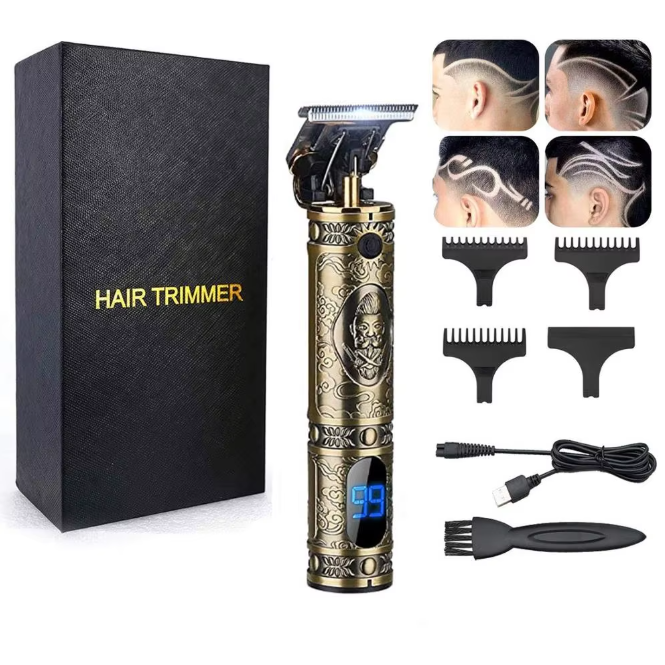 RESUXI JM-700AL USB akumulator T9 maszynka robić strzyżenia włosów LCD elektryczna maszynka robić włosów golarka akumulatorowa trymer dla mężczyzn ścinanie włosów: Złota