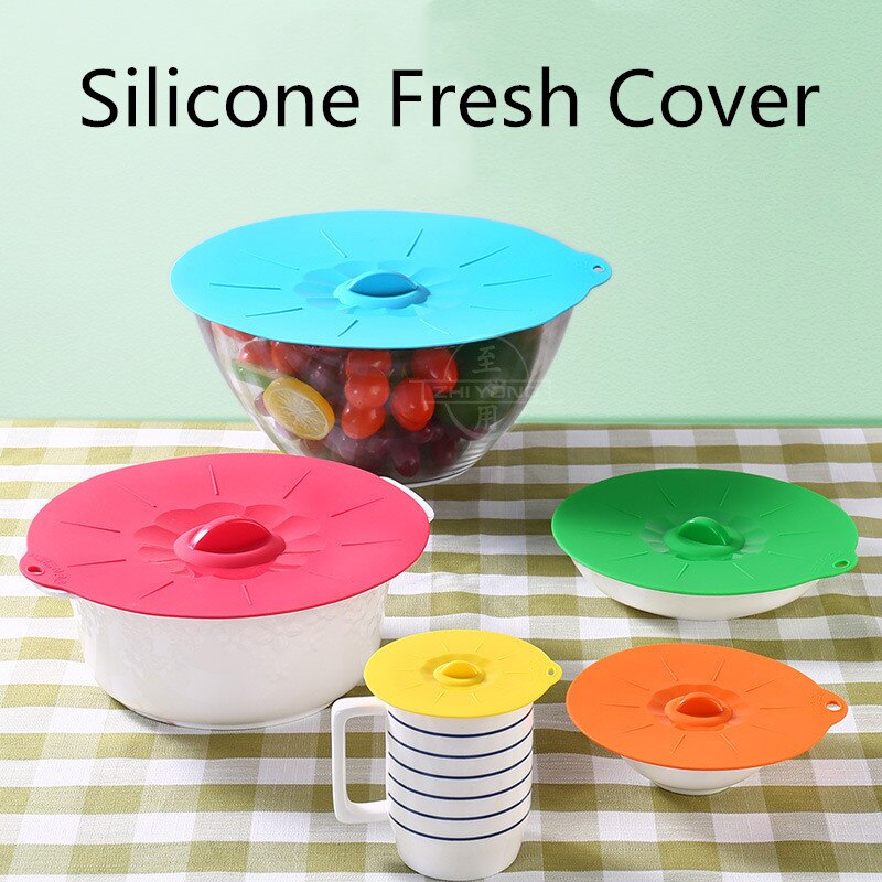 Set of 5 Silicone Microwave Bowl Cover Food Wrap Bowl Pot Lid Food Fresh Cover Pan Lid Stopper Bowl Covers Cooking Kitchen Tools