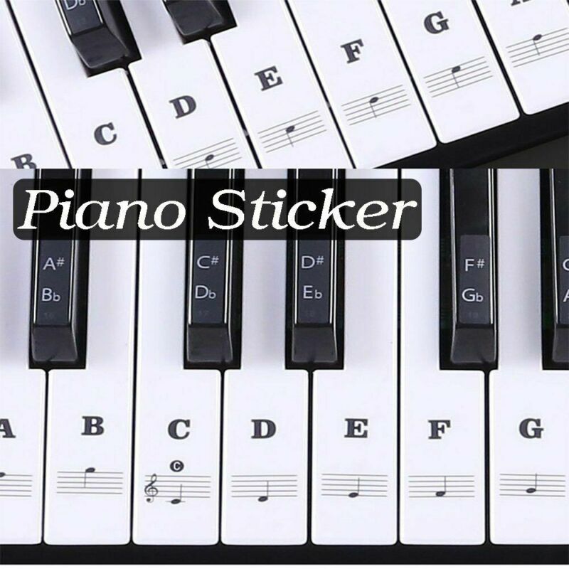 Holdbart universelt gennemsigtigt klaver 54/61/88 nøgle-note keyboard-klistermærker