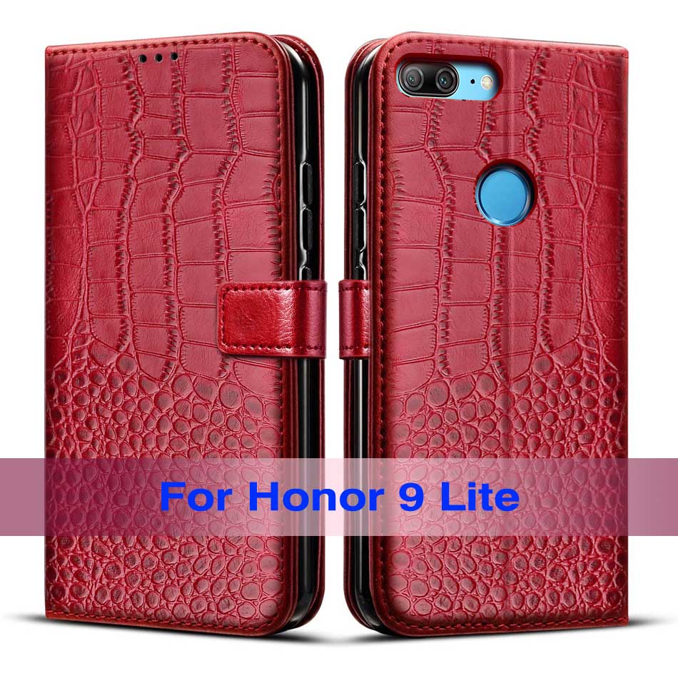 For Huawei Honor 9 Lite Case flip leather Cover For Huawei Honor9 Lite Case book wallet case For Honor 9 Lite Honor 9Lite: Red -Honor 9 Lite