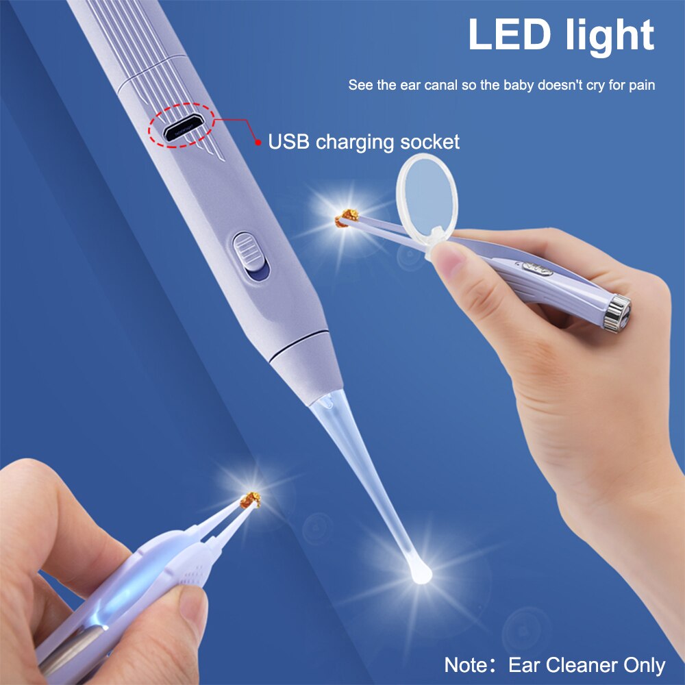 Earpick USB Soft Silicone Ear Cleaner Flashlight Earwax Remover Tool Itch Relief Luminous Ear Curette Light Spoon Cleaning Tool