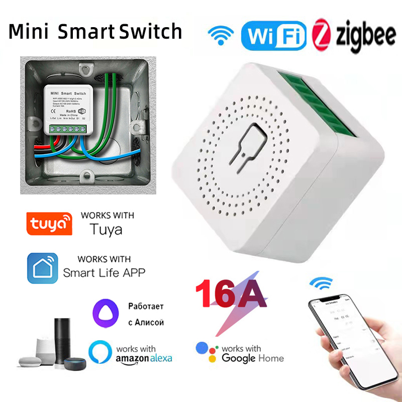 16A Tuya Ewelink Zigbee WIFI Mini Clever Lichtschalter DIY 2-Wege-Fernbedienungsschalter mit Alexa Alice Google Heimat Clever Leben