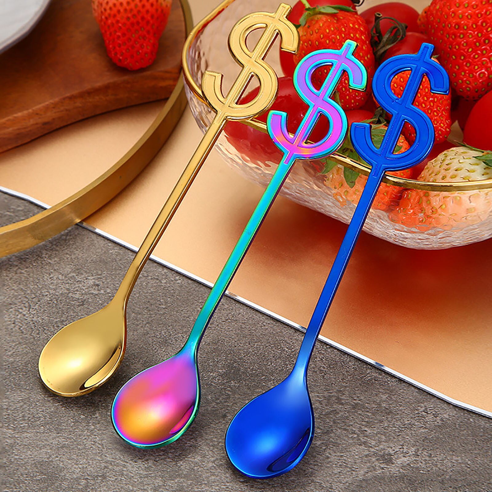 Cucharas creativas de acero inoxidable para café, té, utensilios de cocina, utensilios para beber, cucharas de postre, , 1 ud.
