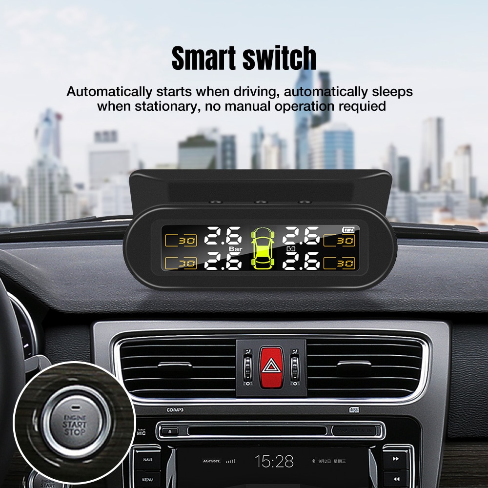 Sensor de presión de neumáticos TPMS para coche, carga Solar USB, sistema de monitoreo Psi, herramienta de alarma de seguridad para neumáticos, sensores de presión para neumáticos en tiempo Real presion neumaticos