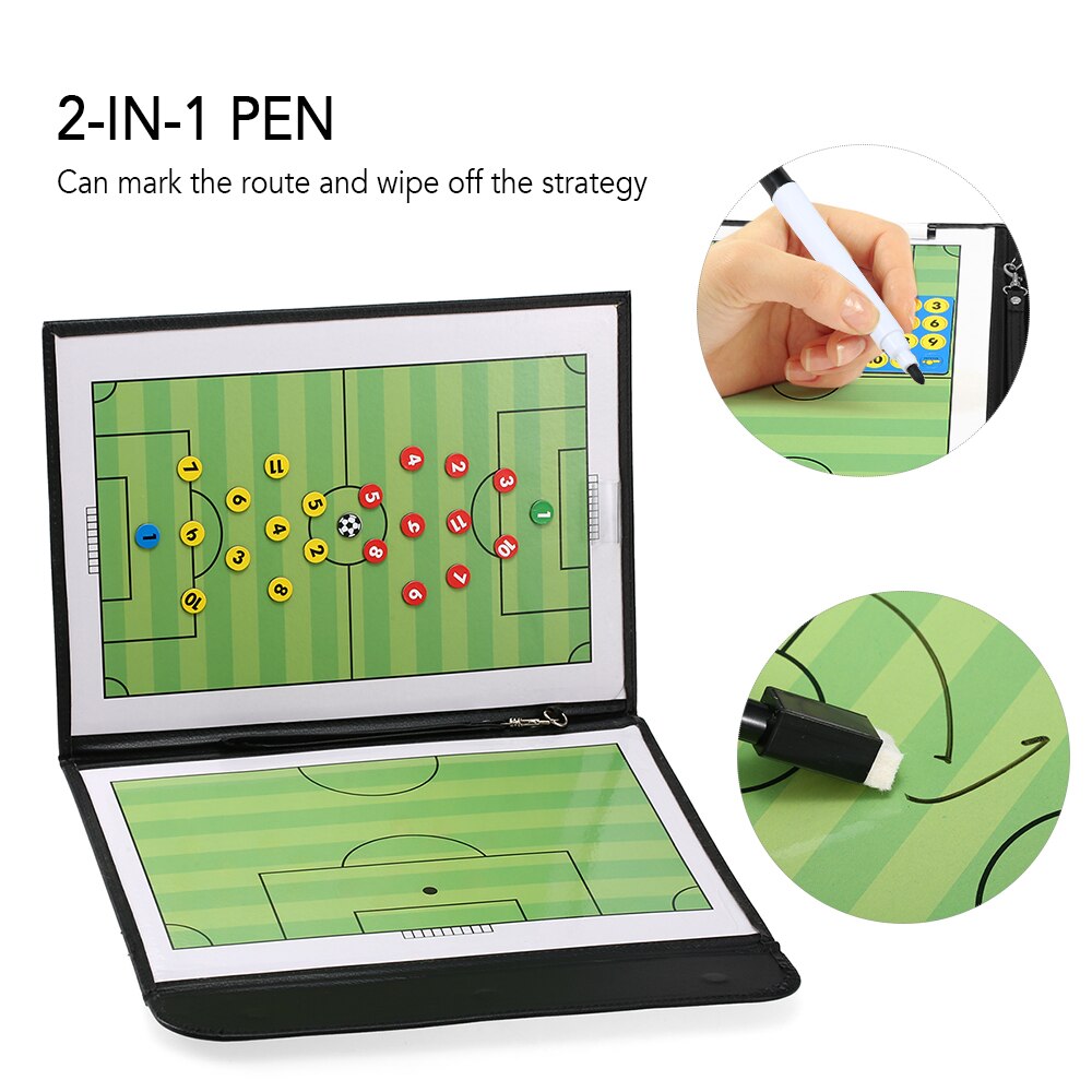 Foldable Soccer Tactic Tool Football Soccer Magnetic Tactic Board Coaching Training Guidance Accessories with Pen and Marker