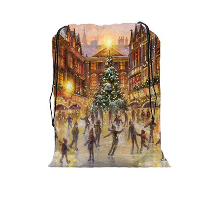 De zak vrolijke kerst print tas kerst trekkoord tassen dames multi-stijl reisrugzak wolesale: 01