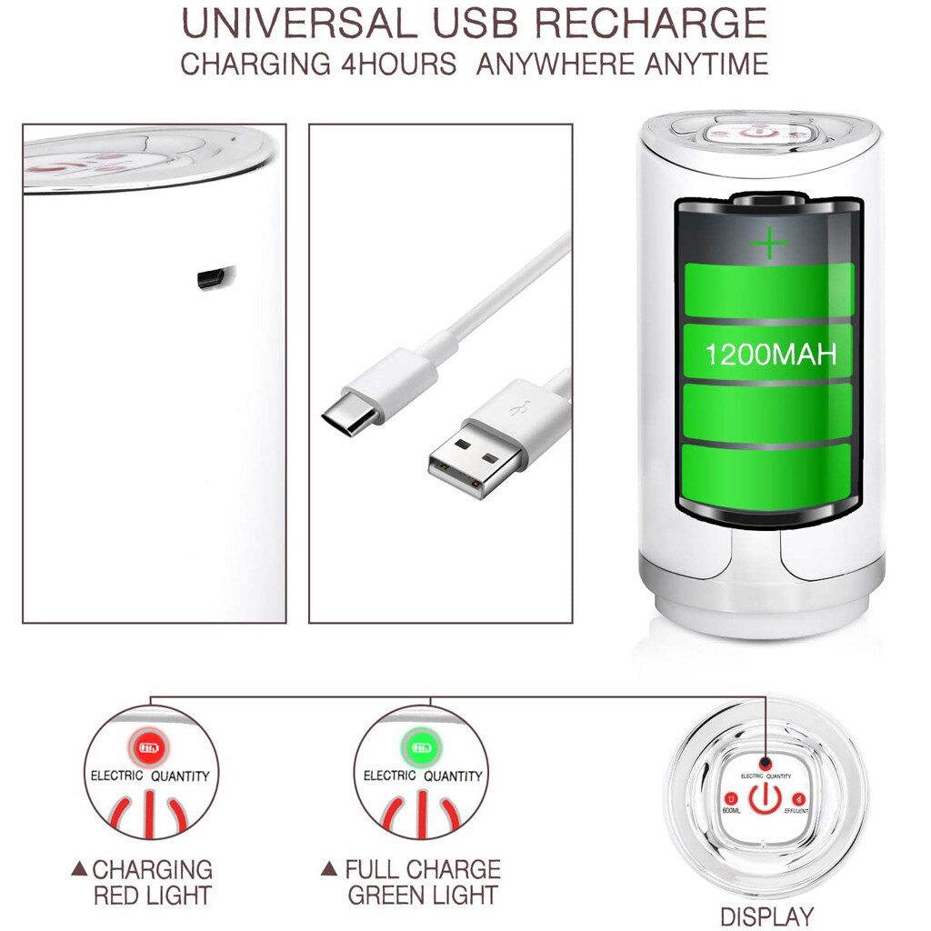 Intelligent Automatic Electric Drinking Dispenser Water Bottle Pump USB Charging