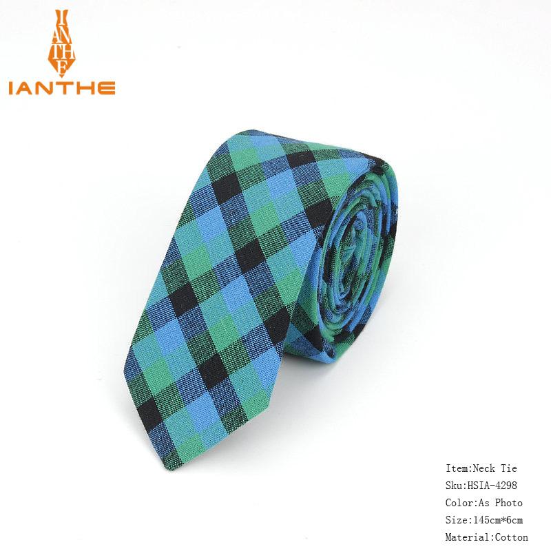 Mode Katoen Streep Stropdassen Voor Mannen Casual Plaid Stropdas Gravatas Corbatas Slanke Pak Vestidos Heren Stropdassen Party Narrow Neck Tie: IA4298