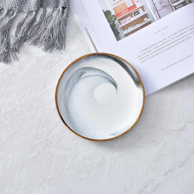 Scandinavische stijl keramische bord kom schotel keramische westerse plaat marmer dagelijks bord servies vee drainage fruitschaal: 6 inch grijs