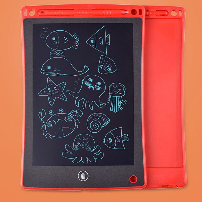 Eco-friendly LCD Graphics Tablets Size 8.5" for Kid & Adults & Students for Writing Drawing Note Making with Clean Locke: Red
