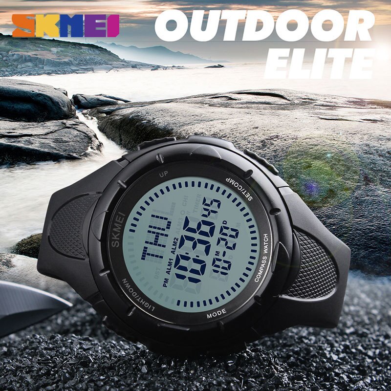 Relojes de pulsera digitales SKMEI 1232 para hombre, brújula, relojes con luz mundial, repetidor, alarma de cuenta atrás, reloj deportivo, reloj Masculino