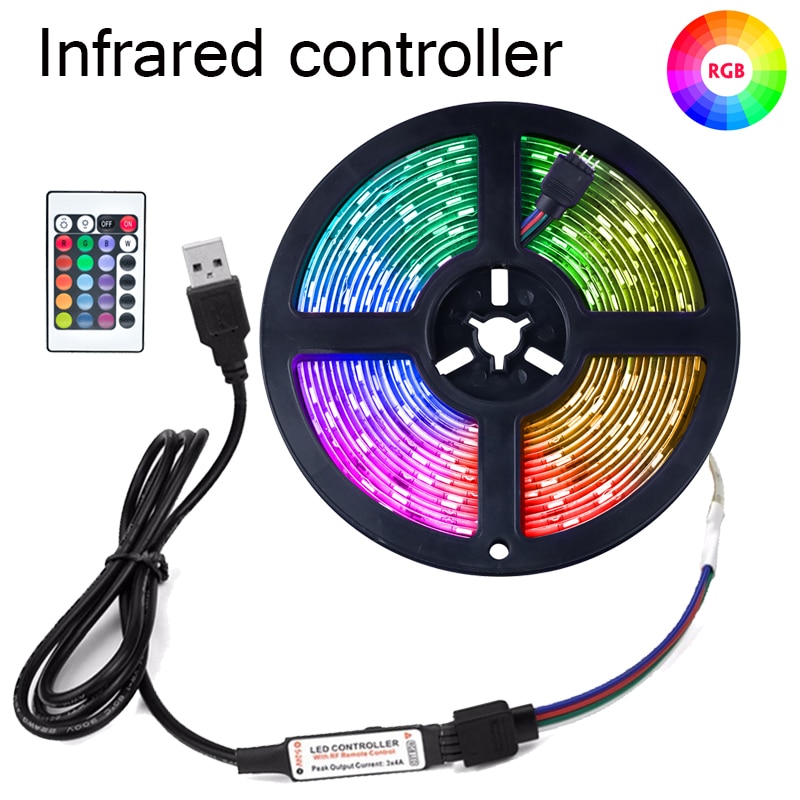 Rgb Led Strip Verlichting Infrarood Control Usb DC5V 1M 2M 3M 4M 5M SMD2835 Flexibele lamp Tape Diode Tv Achtergrond Desk Screen Lichten