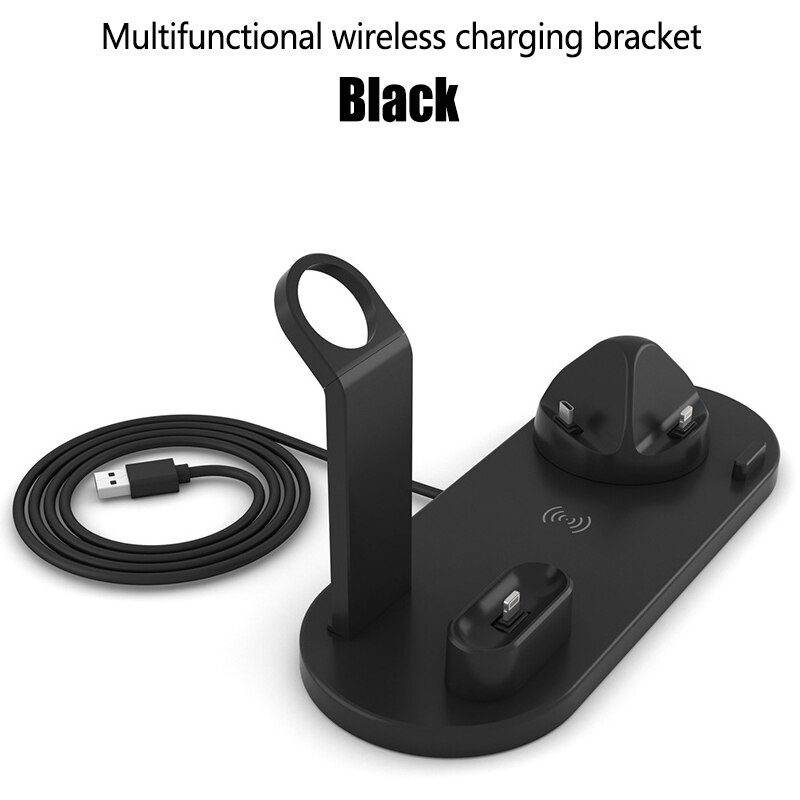 Draadloze 3 In 1 Charger Stand Voor Iphone 11 Pro Xs Max Xr Huawei Xiaomi Samsung Applewatch Serie 4 3 2 Airpods Opladen Dock: Black Bracket