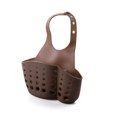 Kitchen Hanging sink Drain Basket Storage Drain Bag Cleaning Brush Toothbrush Holder Soap Sponge Drain Rack Sucker Storage Tool: Chocolate