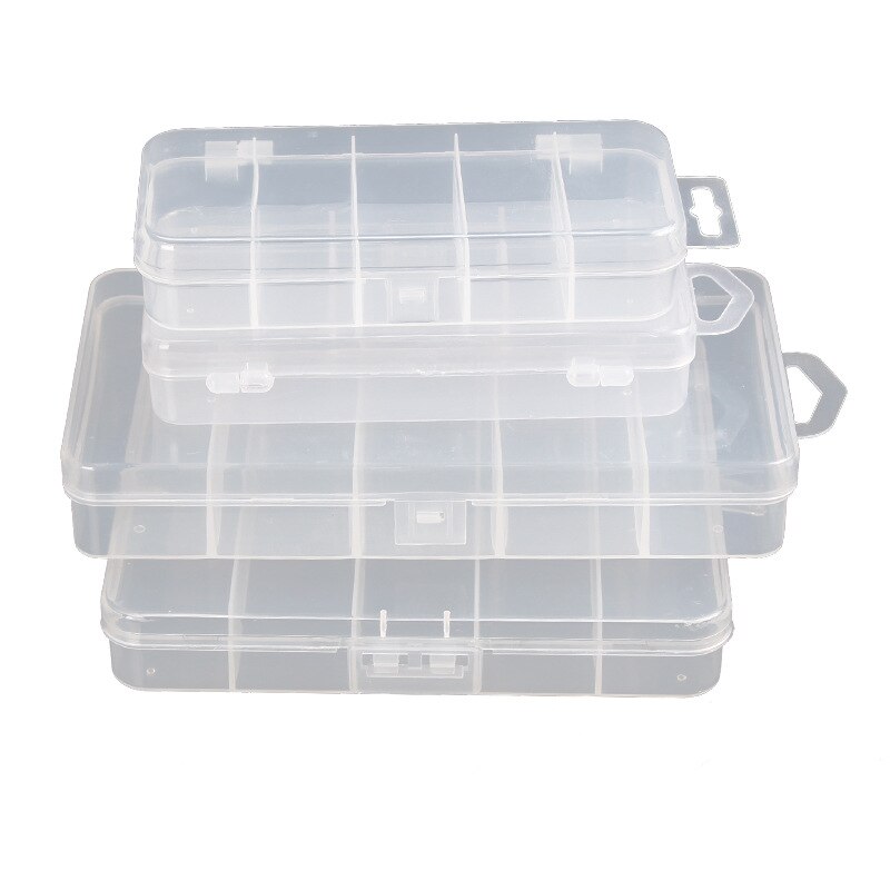 Caja de almacenamiento de plástico para anzuelos de pesca, caja cuadrada para accesorios, aparejos de pesca al aire libre, 5 compartimentos