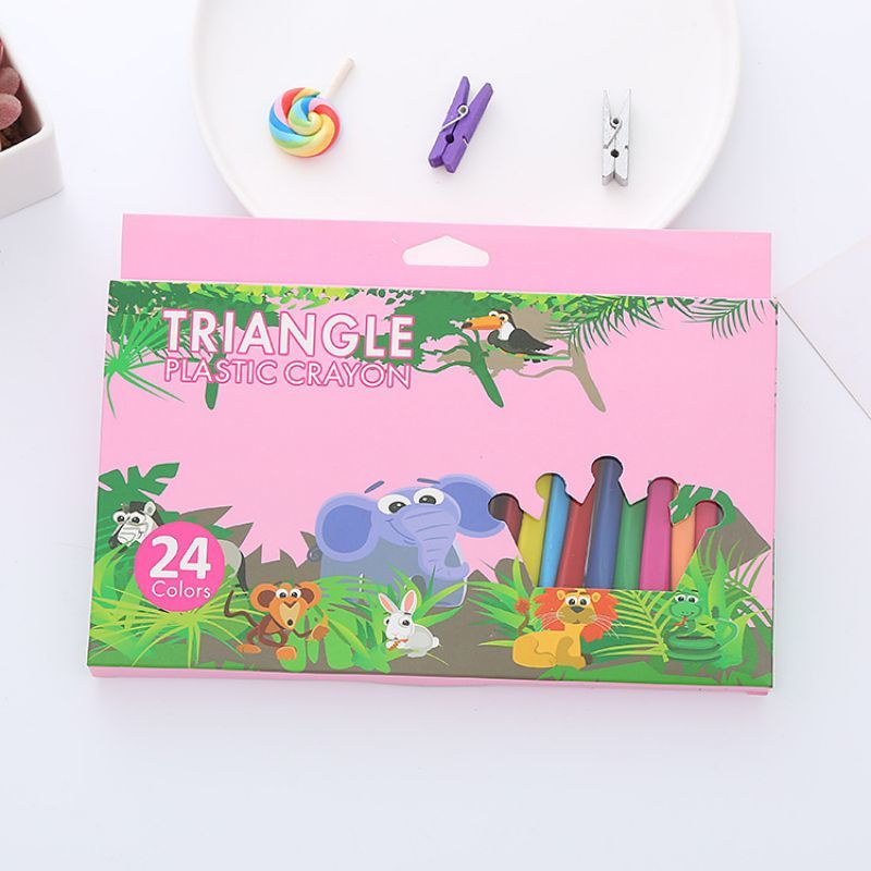 1 Juego de artículos de papelería lavables Lytwtw, dibujos animados, animales, frutas, material escolar, colores bonitos y encantadores, crayón para estudiantes: B-24Color