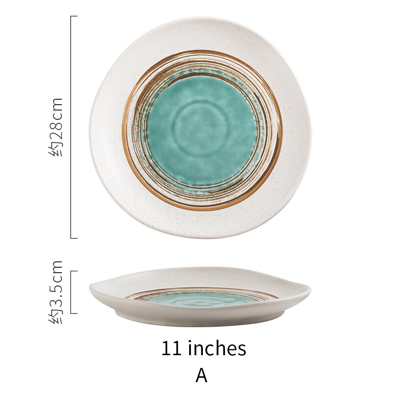 RHE Irregular edges Ceramic plate set Restaurant kitchen home dinner Steak Salad Dim Sum Plate Party porcelain plate: A-11 inches
