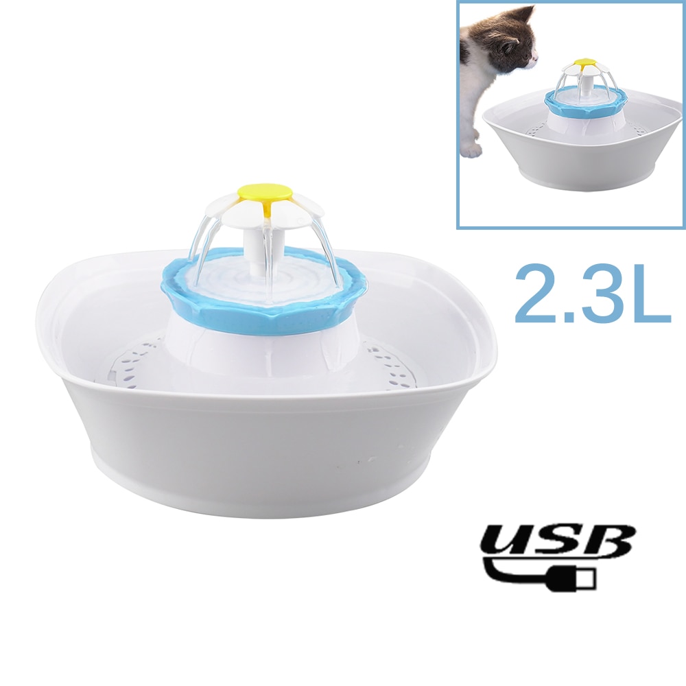 2.3L fuente de agua automática para gatos mascotas LED eléctrico USB para perros, fuente de alimentador de bebedero para mascotas fuente para beber dispensador de agua