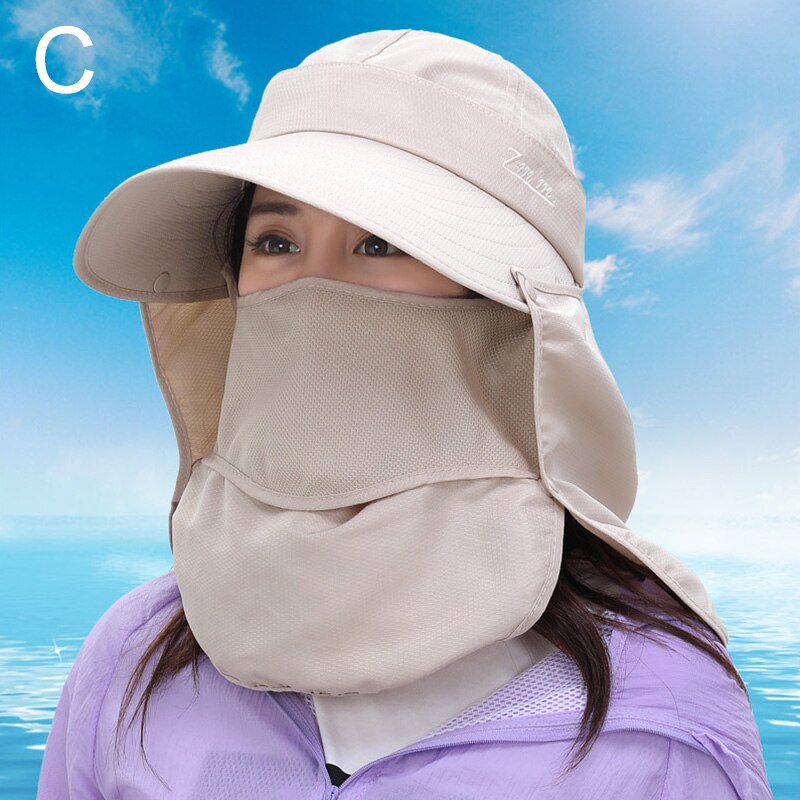Gorra con protección solar para mujer, gorros de sol anchos a la , protección de rostro Cuello, gorros plegables para playa, protección Uv, conducción al aire libre: 03