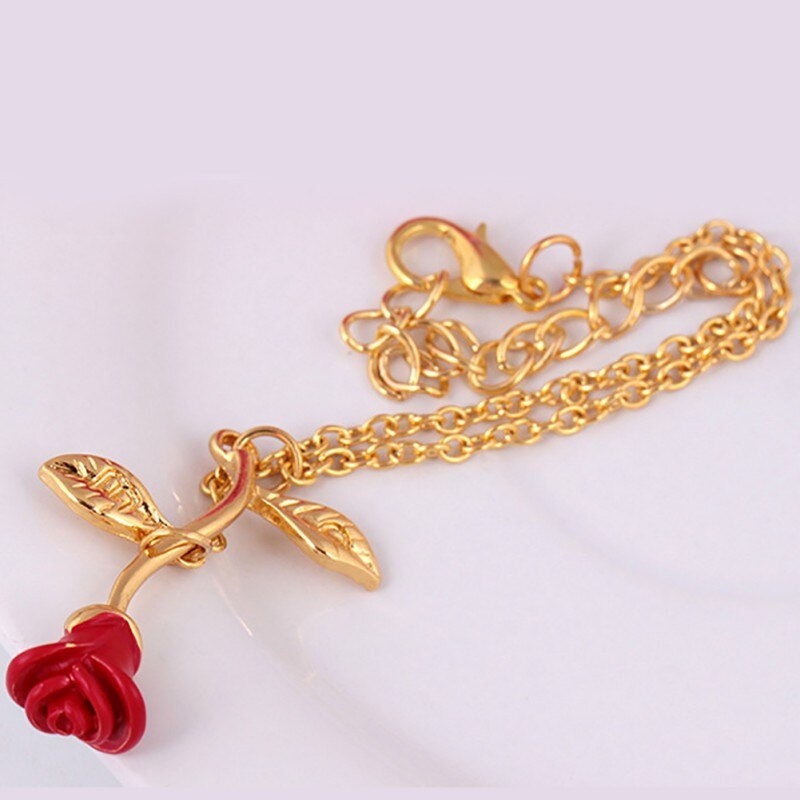 Rose Armband Simple Charms Bloem Legering Armbanden Armbanden Rode Roos Accessoires Voor Sophisticated Vrouwen Sieraden N06