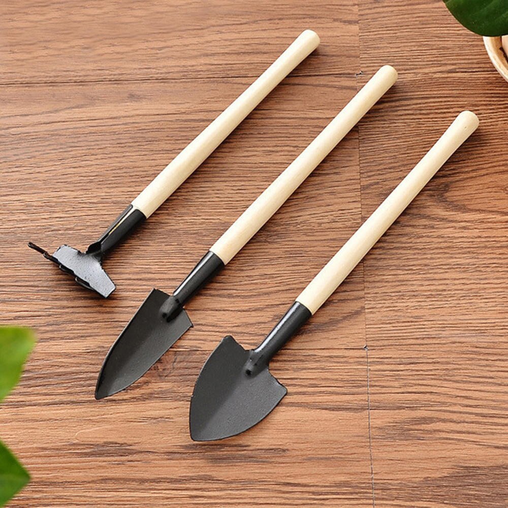 18pcs Garden Tool Set Mini Shovels Spade Rake Wooden Handle Metal Head Potted Flower Plants Gardening Tool