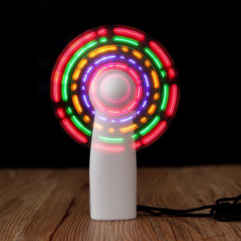 LED Fan Portable Flashing Colorful Light Cooling Fan Battery Operated Festival Confession Desktop Cooler