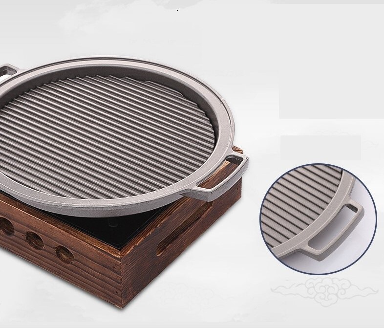 Parrilla portátil de hierro fundido para barbacoa, mini parrilla bbg para mesa superior, estufa de barbacoa, teppanyaki, para Hotel, restaurante, familia, Sin