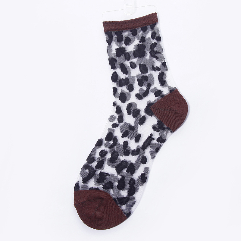 Calcetines sexys de malla de encaje para mujer, medias de rejilla de fibra mixta transparente, elástico, tobillo, hilo de red fino de leopardo, 1 par = 2 uds.