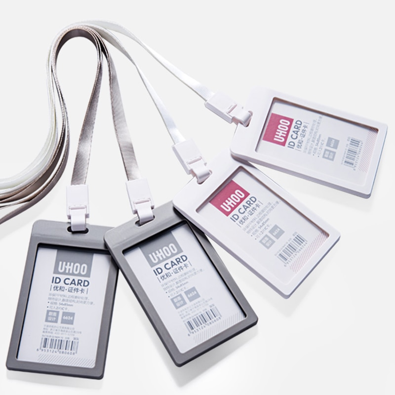 Plastik id badge kortholder business security pass tag holder med snor kontorartikler skole elevkort buskort holder