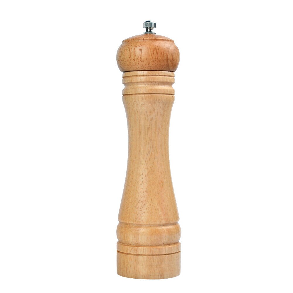 Natural Oak Wood Pepper Spice Mill Grinder Handheld Seasoning Mills Grinder Spice Milling Machine Adjustable Wood Pepper Shakers: 8 inch No Box