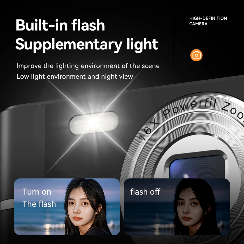 Xiaomi 4K Digitale Camera 50MP 16X Student Camera Outdoor Anti-Shake Digitale Video Camera Flash Video Recorder kleine Video Camera