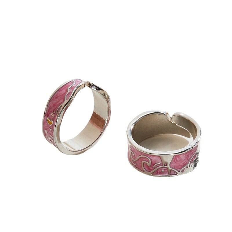 Anelli con motivo a stelle rosa di moda per donna uomo amante coppia anello set amicizia fidanzamento matrimonio aperto anello regalo gioielli: Default Title