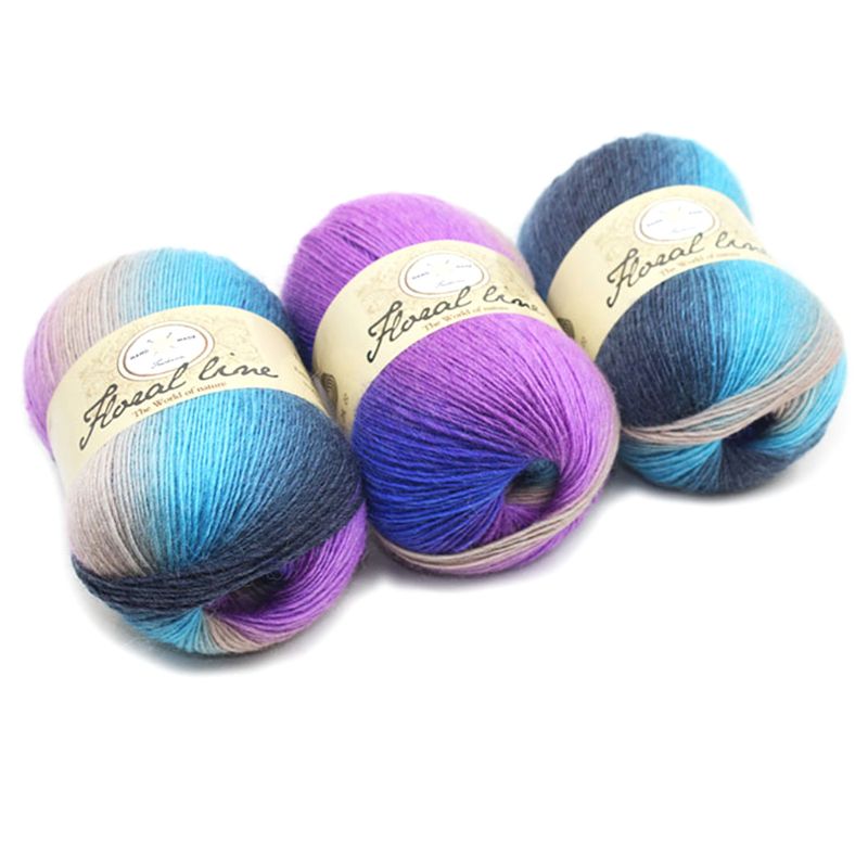 Soft Worsted Yarn Rainbow Gradient Colors DIY Baby Knitting Wool Shawl Scarf Crochet Thread Supplies: 13