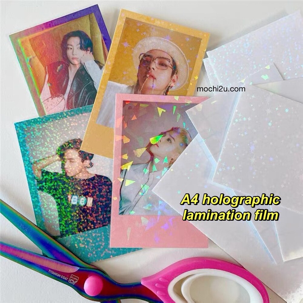 10 blätter Gebrochen Glas Hologramm Kalt Laminierung Film Aufkleber A4 Blätter Stern glänzend Punkte DIY Paket Karte Foto Holographische Film