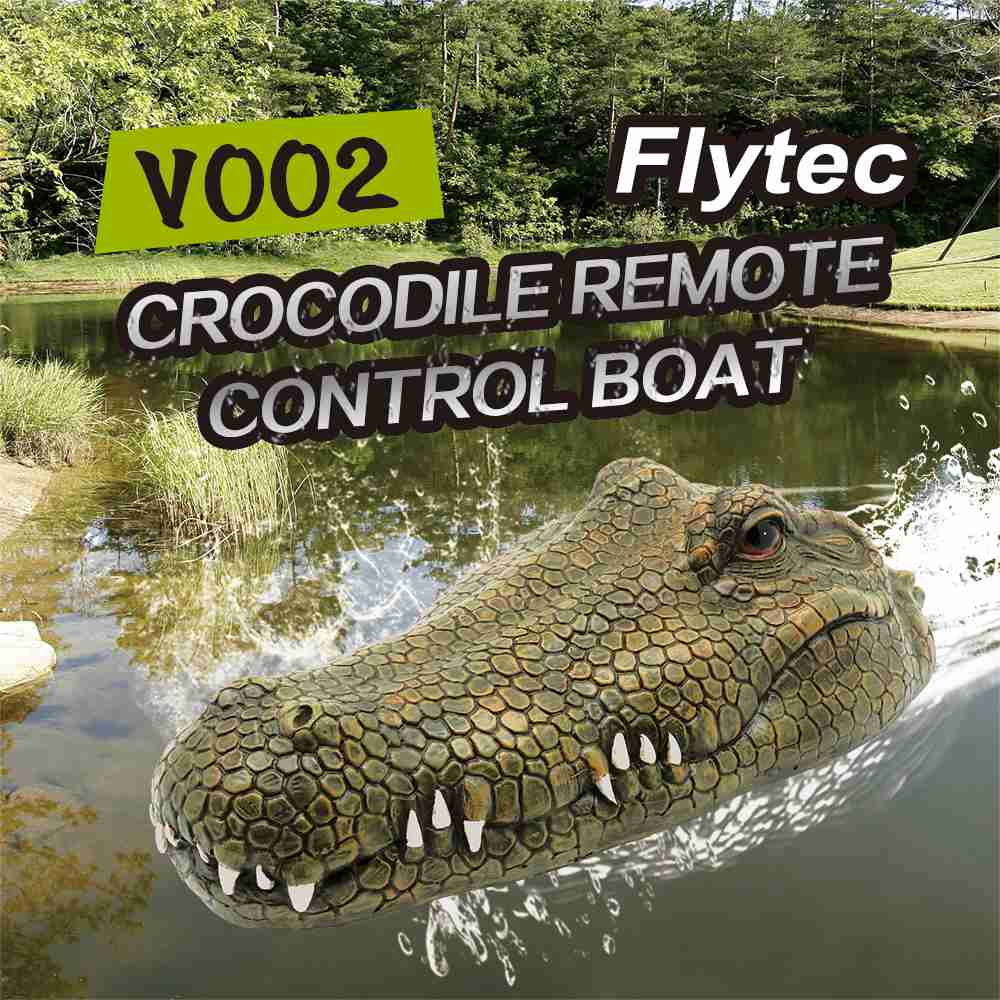 Flytec V002 RC Boats Crocodile Head 2.4G Remote Control Boat Halloween Decoration Jokes Pranks Maker Simulation Floating Cayman